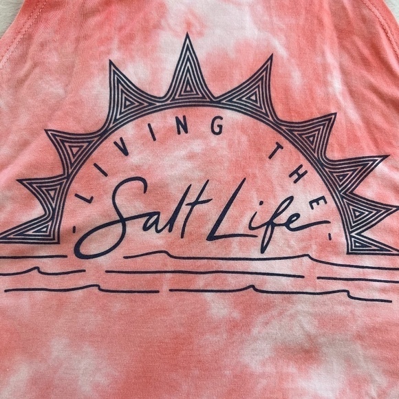 SALT LIFE Sundrenched Tie-Dye Halter-Style Relaxed Long Tank Top-NWT/Coral - Picture 12 of 12